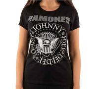 Ramones Camiseta Presidential Seal Diamante Logo Oficial para Mujer Skinny Fit, Negro , S
