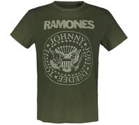 Ramones Crest Hombre Camiseta Verde S 100% algodón Regular