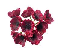 Ramos de 10 Tallos de 11 Pulgadas, Flores Artificiales de Amapola, Flores Silvestres Falsas de Poliuretano para Mesa de Cocina, jarrón de Centro de Mesa, Boda, telón de Fondo de Arco (Rojo Vino)