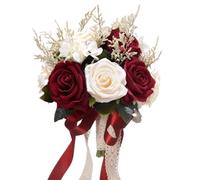 Ramos de Boda para Novia, Dama de Honor, Color Blanco, champán, Rojo, borgoña, Rosa, Flores Artificiales de Seda, Ramos de Novia para Boda, con Cinta, Bohemio, rústico, decoración de Iglesia, Ramo de