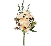 Ramos de flores artificiales de mano con margaritas detalladas e hibisco para decoración de oficina, boda y entrada, tela de seda (blanco)