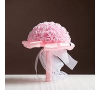 Ramos de flores de boda de 1/2/4/6 piezas de 10 pulgadas para novia, dama de honor, ramos de rosas falsas, arreglos florales con diamantes y cintas suaves para decoración de boda