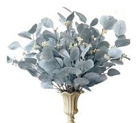 Ramos de hojas de eucalipto, flores artificiales, hojas largas plateadas, ramos de imitación, ramas, decoración para el hogar, arreglos florales, mesa de boda, festival, granja, fiesta, Halloween