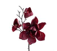 Ramos de magnolia artificial resistentes para una decoración duradera del hogar para un mantenimiento sin esfuerzo y colores vibrantes durante años (vino tinto)