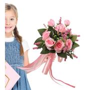 Ramos de novia para bodas | Flores artificiales rosas blancas de estilo occidental,Ramo de boda nupcial de flor de seda de rubor para decoración de hotel de fiestas de oficina en