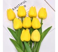 Ramos de tulipanes de imitación de tacto real, 2 piezas para una impresionante decoración de bodas y hogar (amarillo)