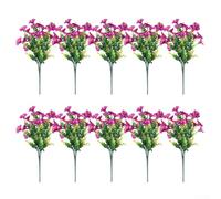 Ramos florales artificiales de eucalipto y gloria matutina para uso en interiores y exteriores durante todo el año, 10 piezas para estilo de temporada en el hogar y el jardín (10 rosas rojas y rojas)