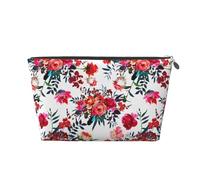Ramos Florales Brillantes y Elegantes de Color Rojo Azul Marino, Bolsa de artículos de tocador Bolsa de Maquillaje Bolsa de cosméticos Bolsa de artículos de tocador de Viaje portátil