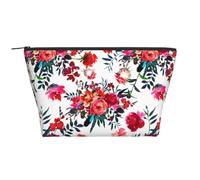 Ramos Florales Brillantes y Elegantes de Color Rojo Azul Marino, Bolsa de artículos de tocador Bolsa de Maquillaje Bolsa de cosméticos Bolsa de artículos de tocador de Viaje portátil