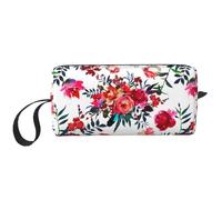 Ramos Florales Brillantes y Elegantes de Color Rojo Azul Marino, Bolsa de Maquillaje Bolsa de cosméticos Bolsa de artículos de tocador de Viaje portátil Bolsa de Maquillaje