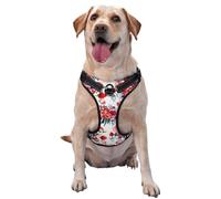 Ramos Florales Brillantes y Elegantes en Rojo y Azul Marino,Arnés para Mascotas, arnés Reflectante Ajustable para Perros,S