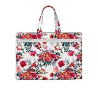 Ramos florales brillantes y elegantes en rojo y azul marino,Bolsa de lona para documentos con cremallera, bolso de mano, maletín para la escuela y la oficina.