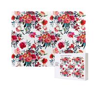 Ramos Florales Brillantes y Elegantes en Rojo y Azul Marino,Rompecabezas de Madera de 500 Piezas, Juego Familiar, Rompecabezas para Adultos, Adolescentes, decoración del hogar