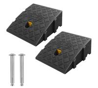 Rampa bordillo de plástico 2 PCS rampas para Silla de Ruedas, Scooters, Bicicletas, Puertas y escalones (Negro, 25×27×11cm)