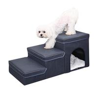 Rampa de acceso a la cama para perros, Rampa antideslizante para mascotas con baúl de almacenamiento | Escalera para cama alta - para gatos, cachorros, sofá, balcón, terraza, jardín, apartamento