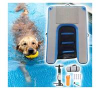 Rampa de agua inflable para perros, rampa flotante extra ancha con bomba de aire manual, flotador portátil para piscina para perros