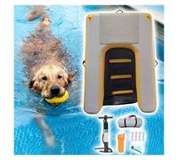 Rampa de agua inflable para perros, rampa flotante extra ancha con bomba de aire manual, flotador portátil para piscina para perros