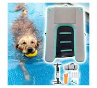 Rampa de agua inflable para perros, rampa flotante extra ancha con bomba de aire manual, flotador portátil para piscina para perros