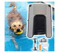 Rampa de agua inflable para perros, rampa flotante extra ancha con bomba de aire manual, flotador portátil para piscina para perros