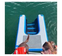 rampa de agua para perros Rampa flotante para perros, para piscinas, pontones, lagos y playas. Escalera para perros. Rampas inflables, azul, antideslizantes. Plataforma de EVA. Para perros de 60 kg. S
