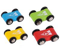 Rampa de Coche de Madera - Pista de Carreras con 4 Vehículos, Juguete Educativo para Niños de 18 Meses a 3 Años