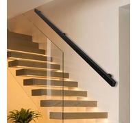 Rampa de escalera antideslizante de hierro forjado negro, 240 cm, para uso en interiores y exteriores, longitudes ajustables de 100-500 cm, barra de apoyo segura para escaleras