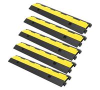 Rampa de Protección de Cable Protector de Cable for rampas, Cubierta for Cables, Protector, 2 Canales, Goma + PVC, Reductor Velocidad, estacionamientos, entradas vehículos, tráfico(5PCS)
