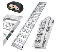 Rampa de Salida para Moto Muelle Carga Dobles Plegable 340kg 198cm Plata