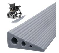 Rampa de umbral de puerta 2,5 x 6,5 x 100 cm, umbral de transición autoadhesiva, rampa de goma antideslizante para silla de ruedas, cochecito, andador, scooter, puertas o baño, gris