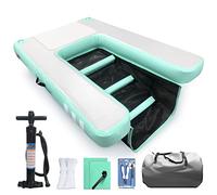 Rampa flotante inflable para perros grandes, para nadar mascotas de hasta 220 libras, escaleras inflables para barcos, muelles, con bomba/cuerda/kit de reparación, tela antideslizante de PVC