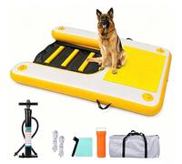 Rampa Hinchable para Perros con Escalera Flotante EVA Antideslizante para Piscina/Bote/Lago, 100 kg, Bomba incluida, portátil