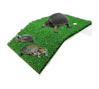 Rampa multiusos para tortugas, piscina de plataforma solar, decoración de acuario con césped artificial, hábitat de reptiles con diseño de escalada, zona de accesorios para tortugas, plataforma de