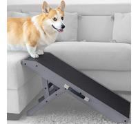 Rampa para Perros pequeños o Grandes - Ajustable 18-53 cm - para Cama y sofá - Madera de Abedul - La Plataforma se Conecta Perfectamente - Superficie Antideslizante - Gris