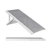 Relaxdays Rampa para Perros, Altura Ajustable Entre 38-43 cm, Plegable, Antideslizante, Madera, hasta 35 kg, Gris/Blanco, 43,5 x 100 cm