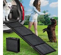 Rampa Plegable para Perros de Aluminio - Superficie Antideslizante - Soporta hasta 113 kg - Ideal para Coches, SUV y escaleras - Protege articulaciones con Pendiente Suave - Medidas 180 cm x 51 cm
