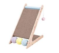 Rampa rascadora para gatos con bola de juguete de madera para gatos, almohadilla de poste para trepar garras de moler, 43,8 x 27,5 x 44,5 cm