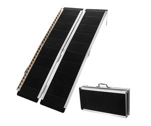 Rampa Silla Ruedas 244cm 270kg Doble Plegable Aluminio Coche vehículo Superficie Antideslizante