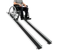 Rampa telescópica para silla de ruedas, 2 unidades, 244 cm, 300 kg, portátil, de aluminio, telescópica, ajustable, antideslizante, con rieles elevados lateralmente para escaleras, sillas de ruedas