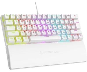 Rampage Plower K60 - Teclado mecánico para juegos, 62 teclas, diseño compacto del 60%, interruptores azules OUTEMU, retroiluminación LED, antifantasma, con cable (blanco, compatible con Windows/Mac)