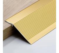 Rampas de umbral cortables, tira transición piso metal 36 pulgadas for silla ruedas/puerta/azulejo/alfombra/laminado/andador, tiras cubierta antideslizantes reductoras aluminio(Gold,70cm(27.5inch))