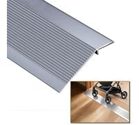 Rampas de umbral de aluminio for entrada | Tira de umbral de puerta, borde de suelo de metal, tira embellecedora, reductor de umbral de madera/azulejos(Gray,60in(150cm))