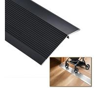 Rampas de umbral de aluminio for entrada | Tira de umbral de puerta, borde de suelo de metal, tira embellecedora, reductor de umbral de madera/azulejos(Black,60in(150cm))