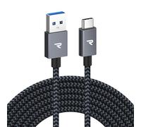 RAMPOW Cable USB C 3m, Cable USB Tipo C 3A, Cable Carga Rapida QC3.0 Tipo C Nylon Duradero con iPhone 15/15 Pro iPad Pro/Air, Samsung Galaxy S22/S21/S20, Huawei, Xiaomi - Gris Espacial
