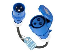 RamTouch Adaptador CEE con Enchufe CEE Azul 16A a Toma CEE 32A (50 cm, IP44, Máx. 16A, 3G2,5 mm²) - para Cargadores Coche Eléctrico, Wallbox Portátil y Estaciones Carga Vehículo Móviles de 7,4 kW