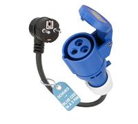 RamTouch Adaptador CEE con Enchufe Schuko a Toma CEE Azul 16A 3P (50 cm, IP44, Máx. 16A, 3G2,5 mm²) - para Cargadores Coche Eléctrico, Wallbox Portátil y Estaciones Carga Vehículo Móviles de 3,7 kW