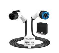 RamTouch Alargador Cargador Coche Eléctrico (16 A, 11 kW, 5 m, Trifásico) - Cable de Extensión Tipo 2 Compatible con Cargador EV, Wallbox y Estación de Carga, para Vehículos Eléctricos (EV/PHEV)