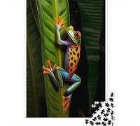 Rana 1000 Piezas Papel Durable Tree Rana on Green Leaf Puzzle para Adultos Portátil Fácil Almacenar Horas De Entretenimiento Ocio En Casa 70x50cm/1000pcs
