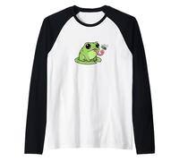 Rana atrapando una Mosca, gráfico Simple del Amante de Las Ranas Camiseta Manga Raglan