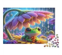 Rana bajo una Flor Puzzles 1000 Piezas Papel Reciclado para Adultos Puzzle para Adultos Juego Familiar Divertido y desafiante Excelente Idea de Regalo para Mujeres y Hombres 52x38cm/1000pcs