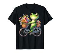 Rana Bicicleta Montar Una Cesta De Bicicleta Flores Rana Estética Camiseta
